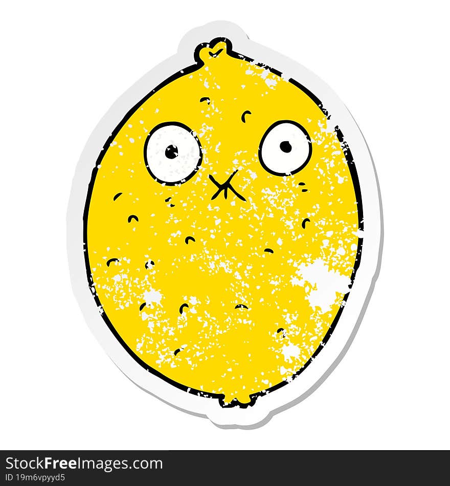 distressed sticker of a cartoon bitter lemon