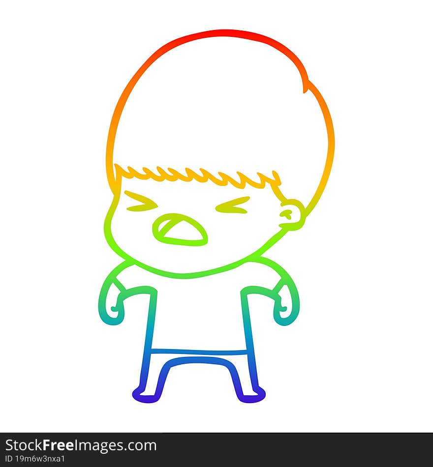 rainbow gradient line drawing cartoon stressed man