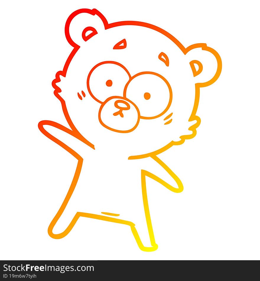 Warm Gradient Line Drawing Surprised Bear Cartoon