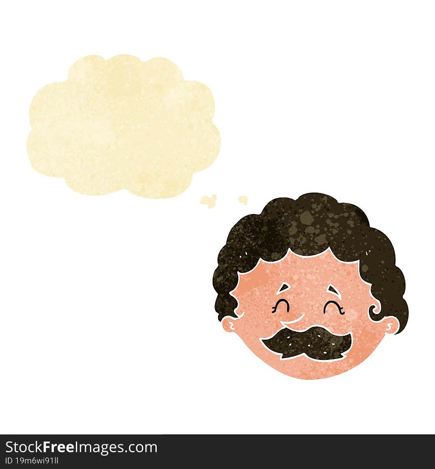 cartoon man with mustache with thought bubble