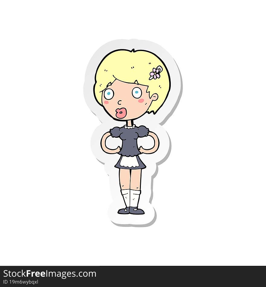 sticker of a cartoon woman in french maid outfit