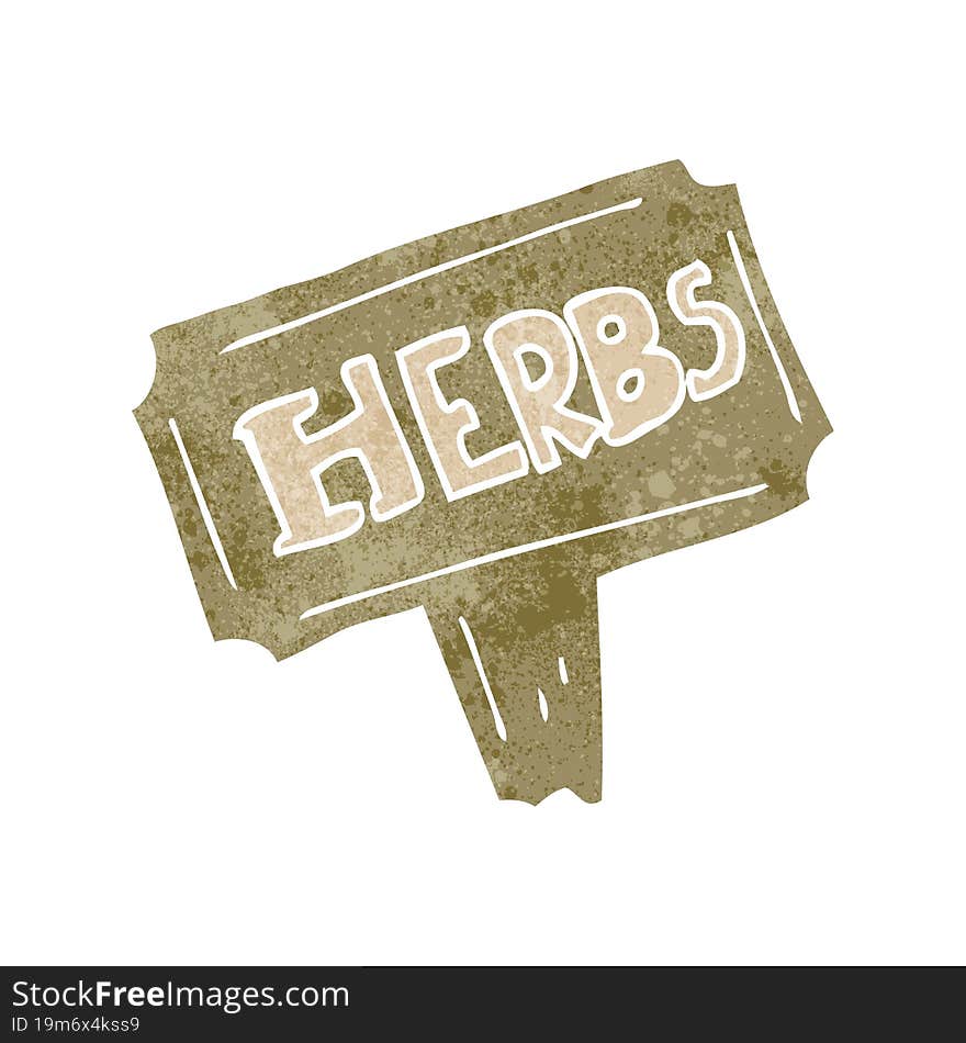 freehand retro cartoon herbs sign