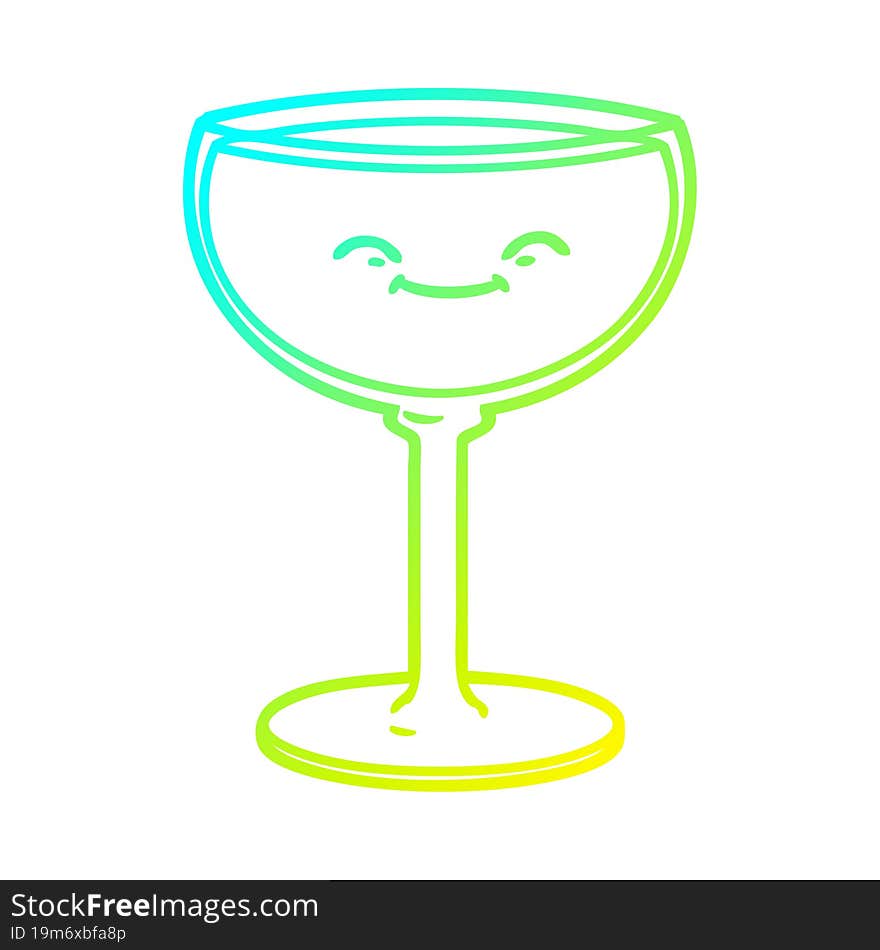 Cold Gradient Line Drawing Cartoon Glass Of Wine