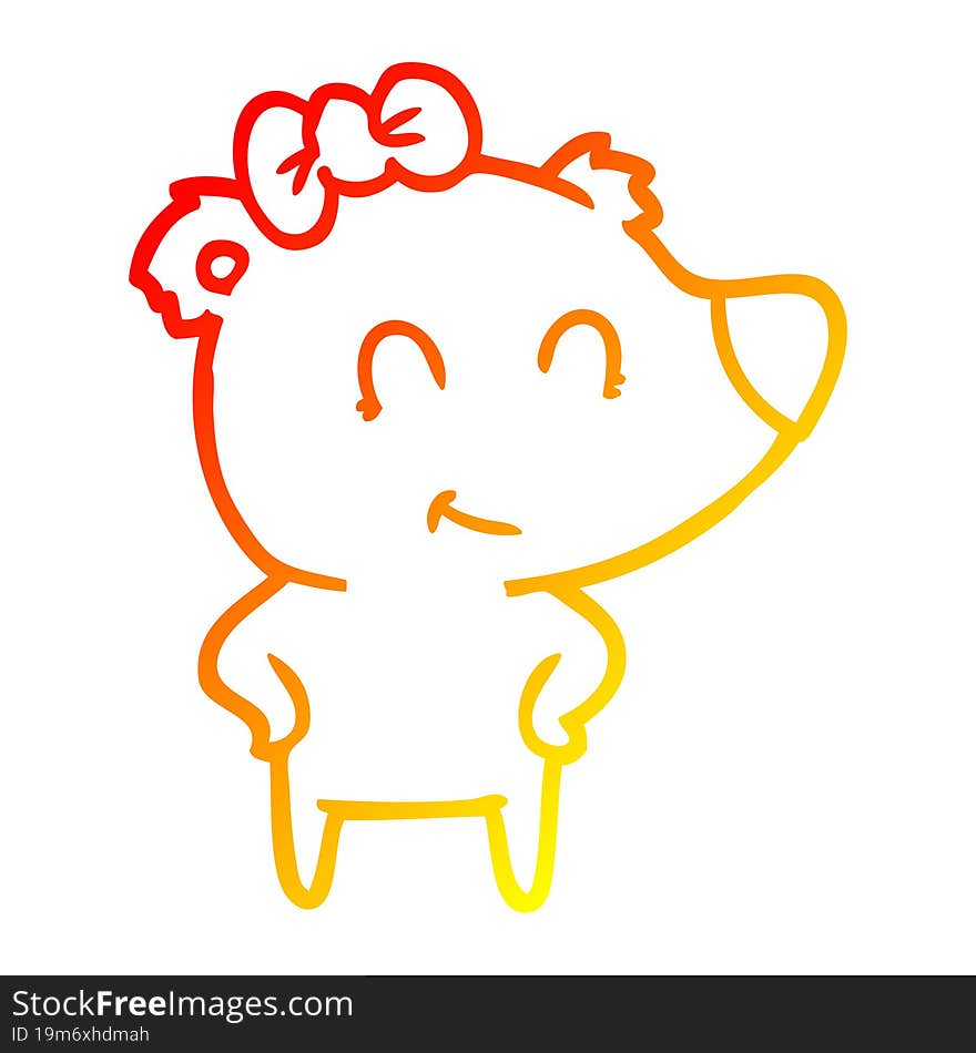 warm gradient line drawing female bear cartoon