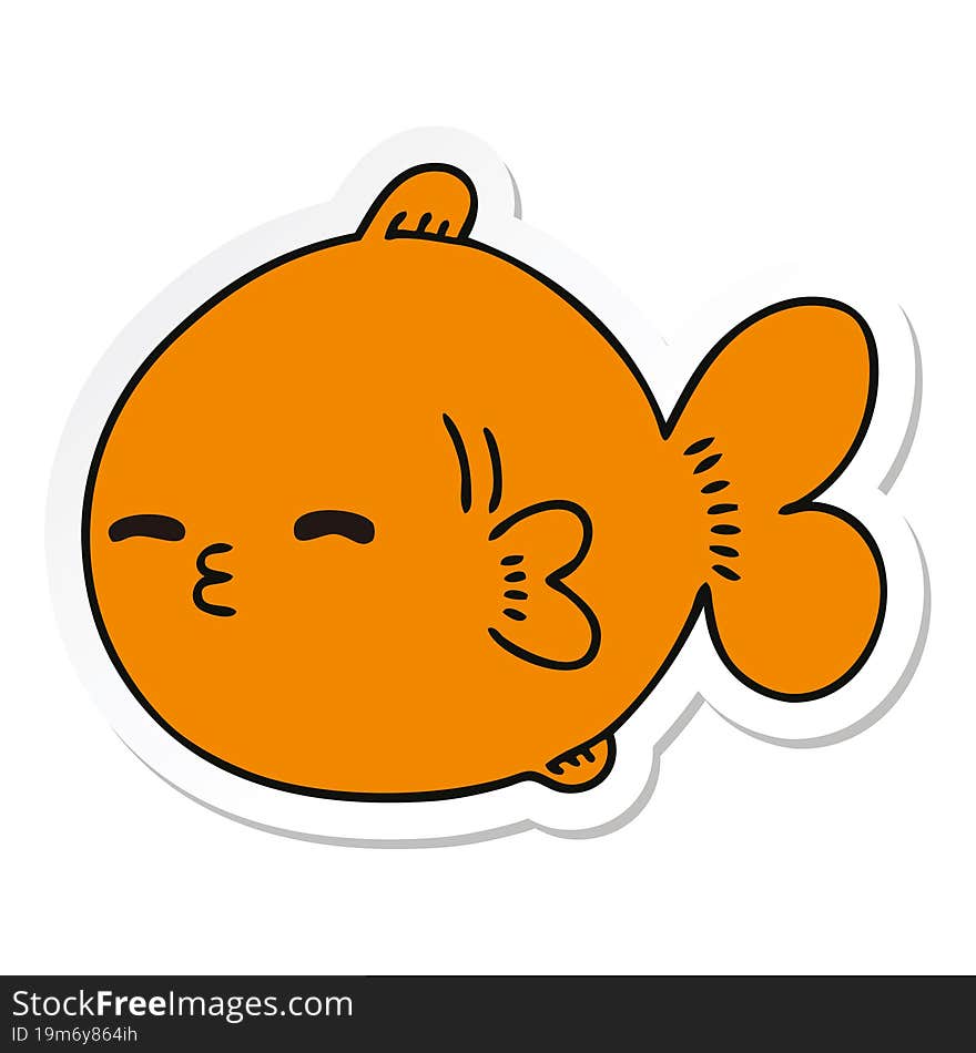 sticker of a quirky hand drawn cartoon fish