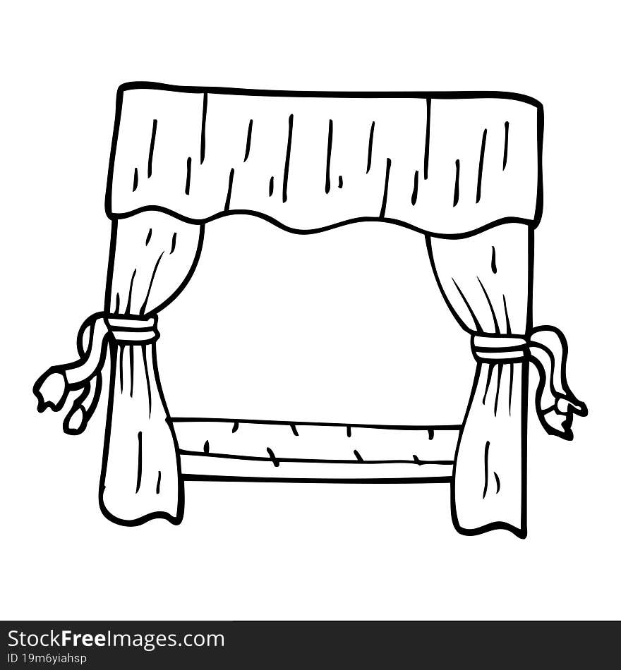 Line Drawing Cartoon Window With Curtains