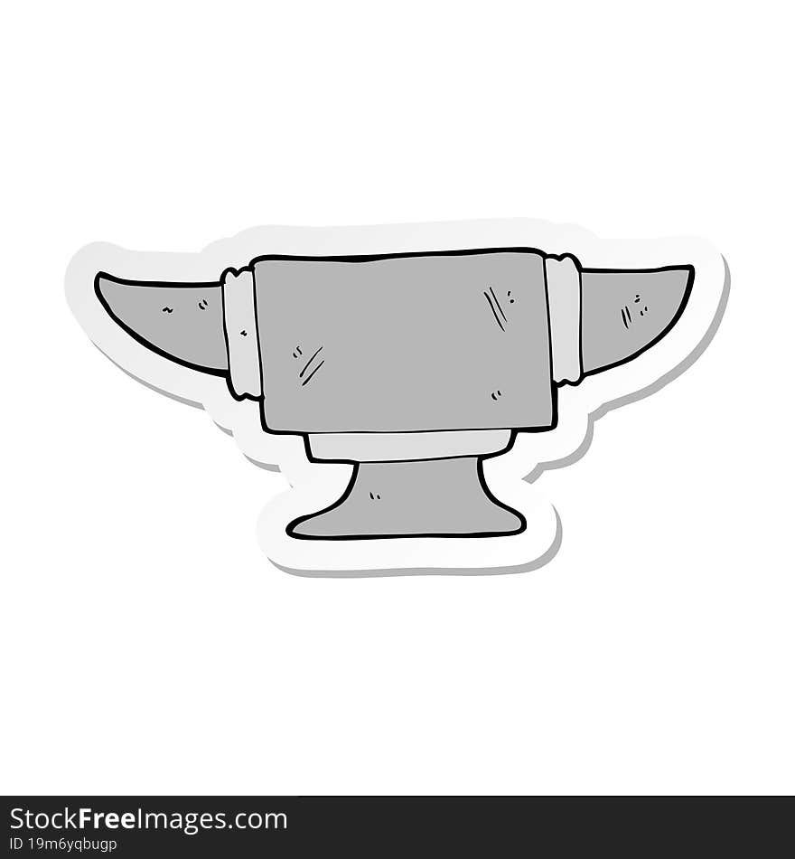 Sticker Of A Cartoon Blacksmith Anvil