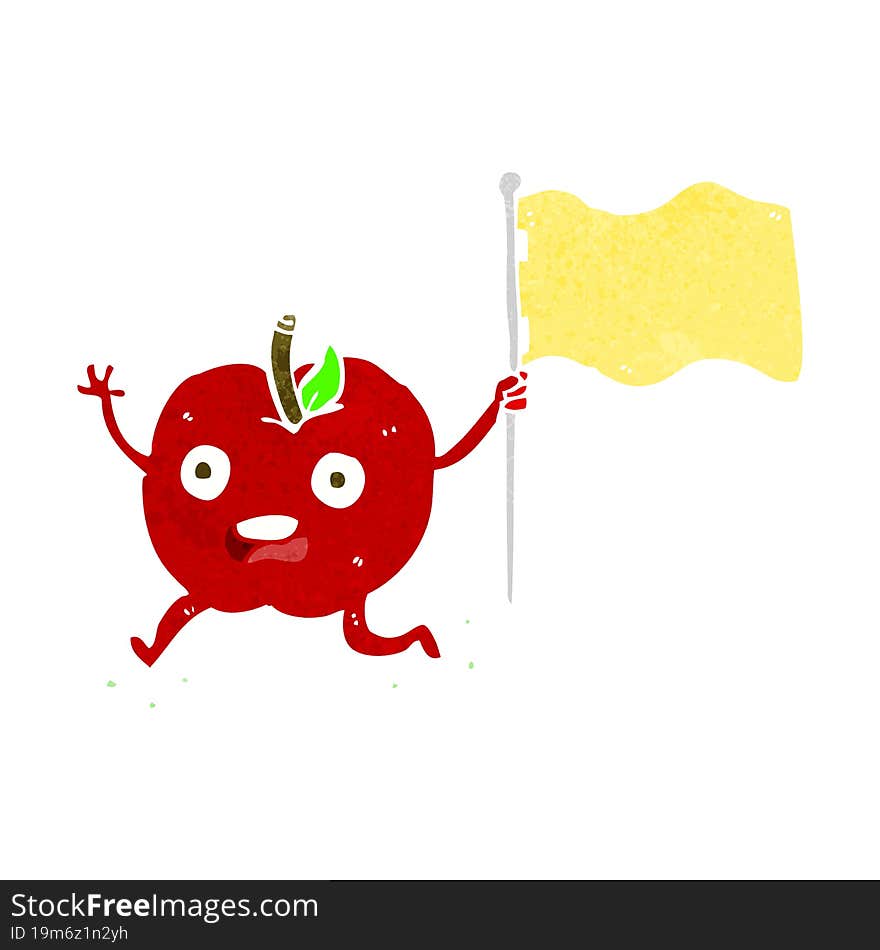 cartoon funny apple with flag