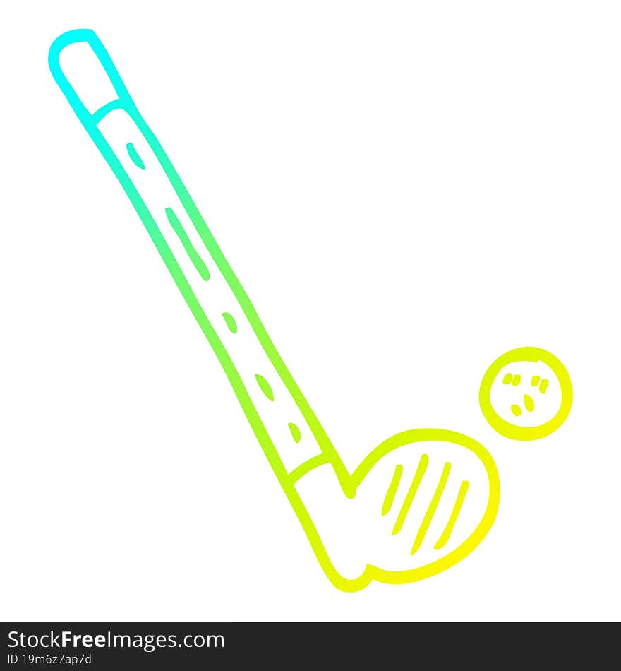 cold gradient line drawing of a cartoon golf club