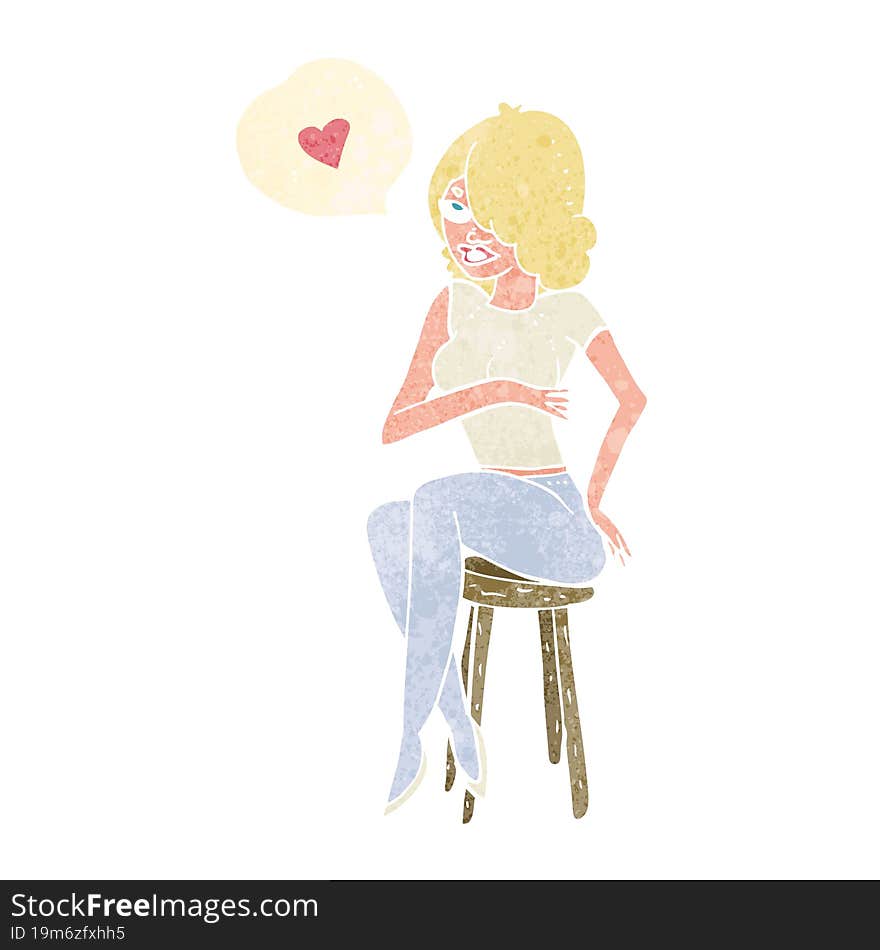 cartoon woman with love heart