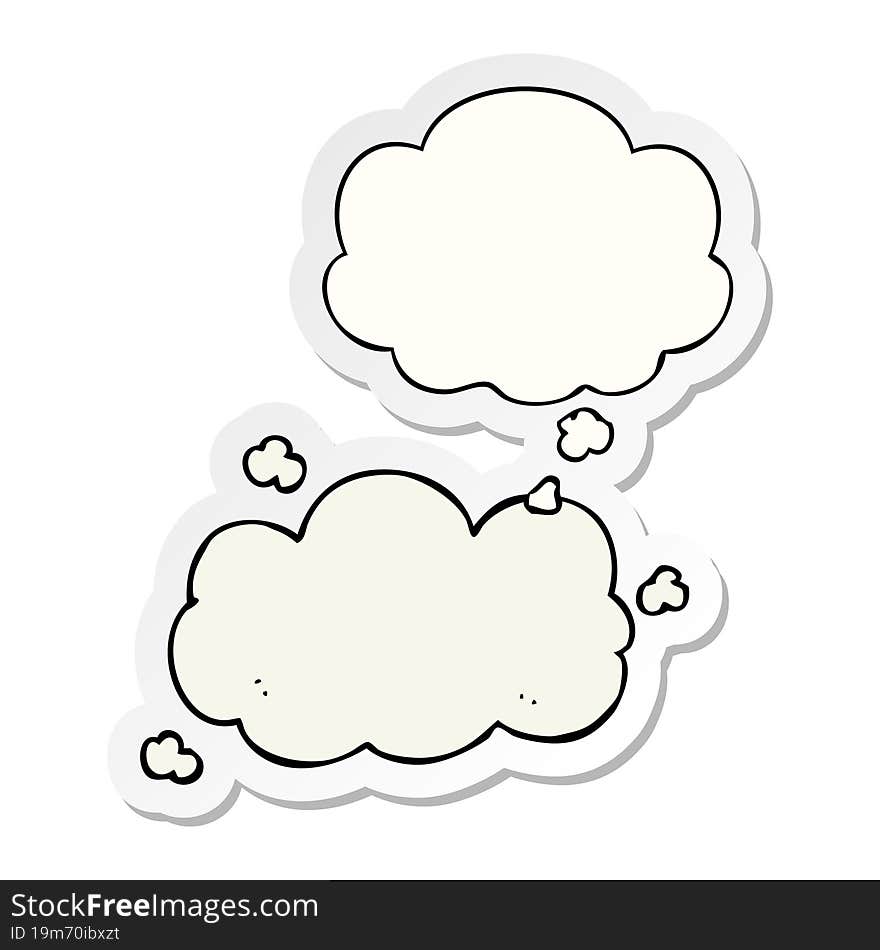cartoon cloud and thought bubble as a printed sticker