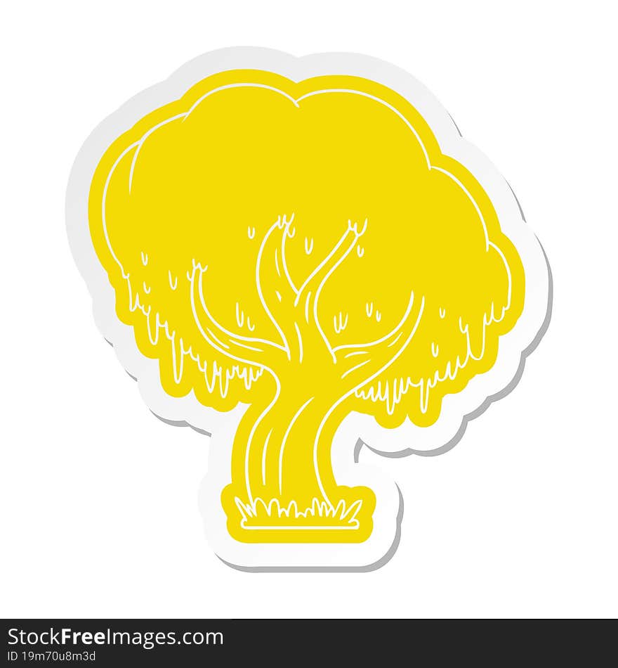 Cartoon Sticker Of A Green Tree