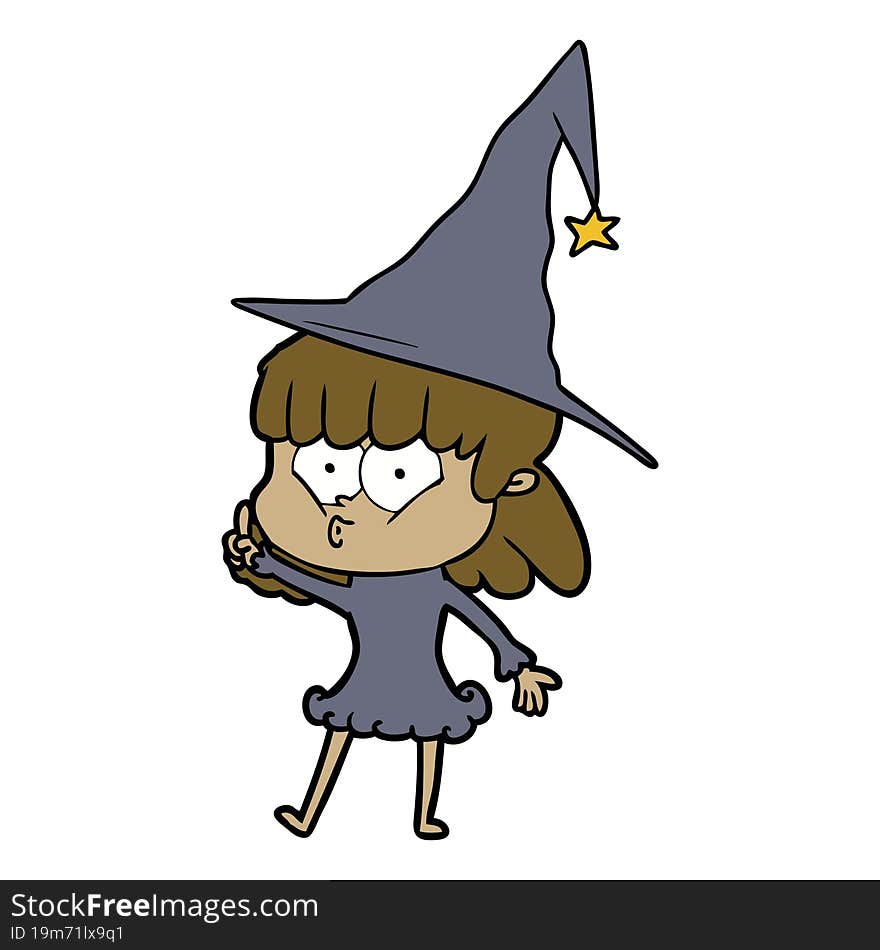 cartoon whistling witch girl. cartoon whistling witch girl