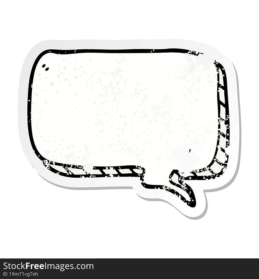 distressed sticker of a cartoon speech bubble