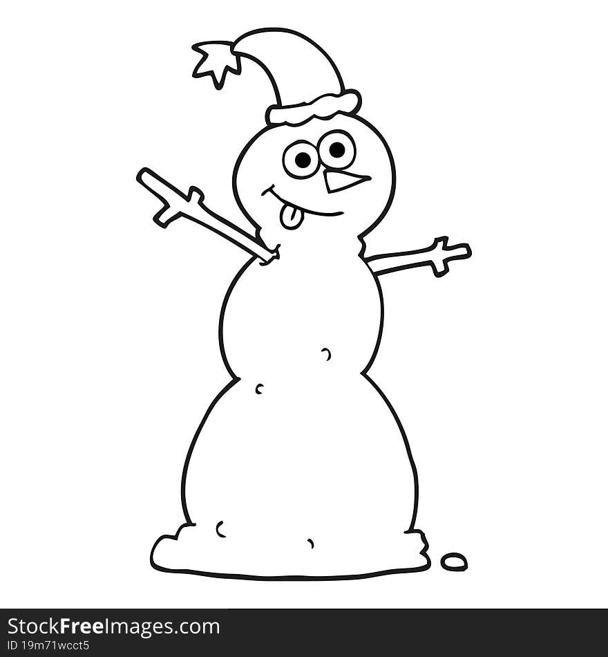 Black And White Cartoon Snowman