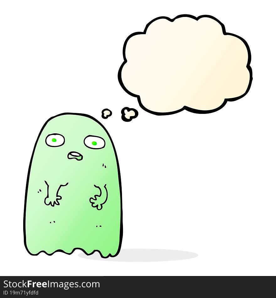 funny cartoon ghost with thought bubble