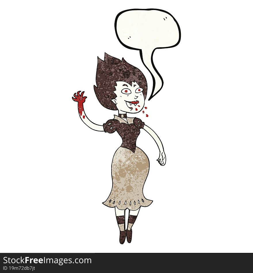 speech bubble textured cartoon blood sucking vampire girl