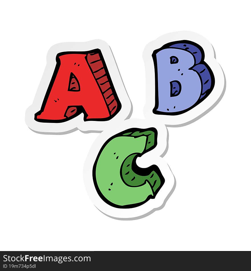 sticker of a cartoon ABC letters