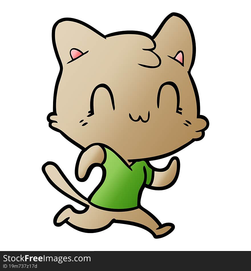 cartoon happy cat running. cartoon happy cat running