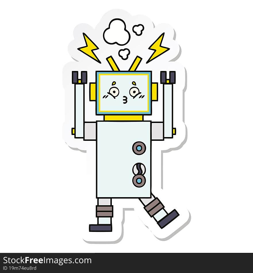 Sticker Of A Cute Cartoon Robot