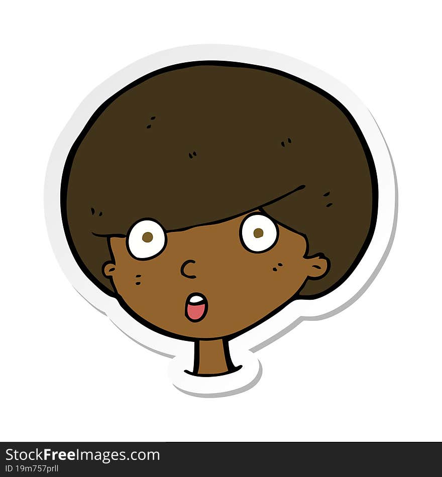 Sticker Of A Cartoon Surprised Boy