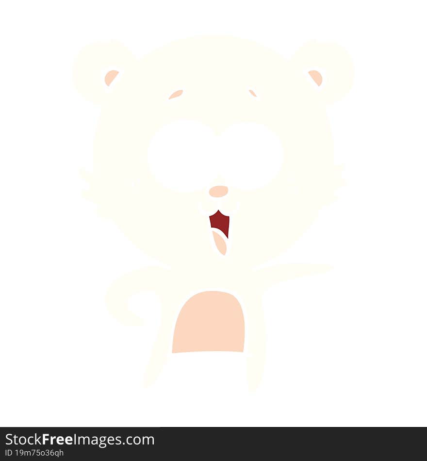 laughing teddy  bear flat color style cartoon