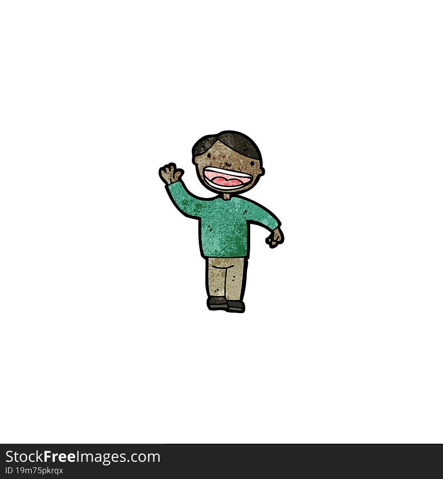 Friendly Waving Boy Cartoon