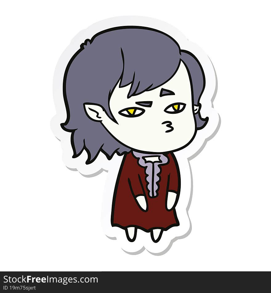 sticker of a cartoon vampire girl