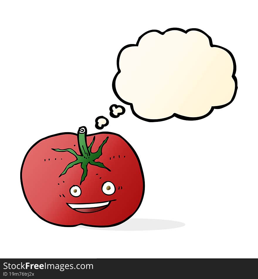 cartoon tomato with thought bubble