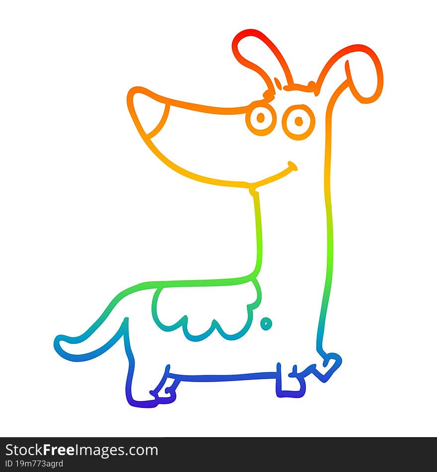 Rainbow Gradient Line Drawing Cartoon Dog