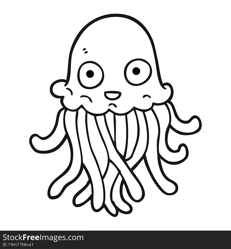 Black And White Cartoon Octopus