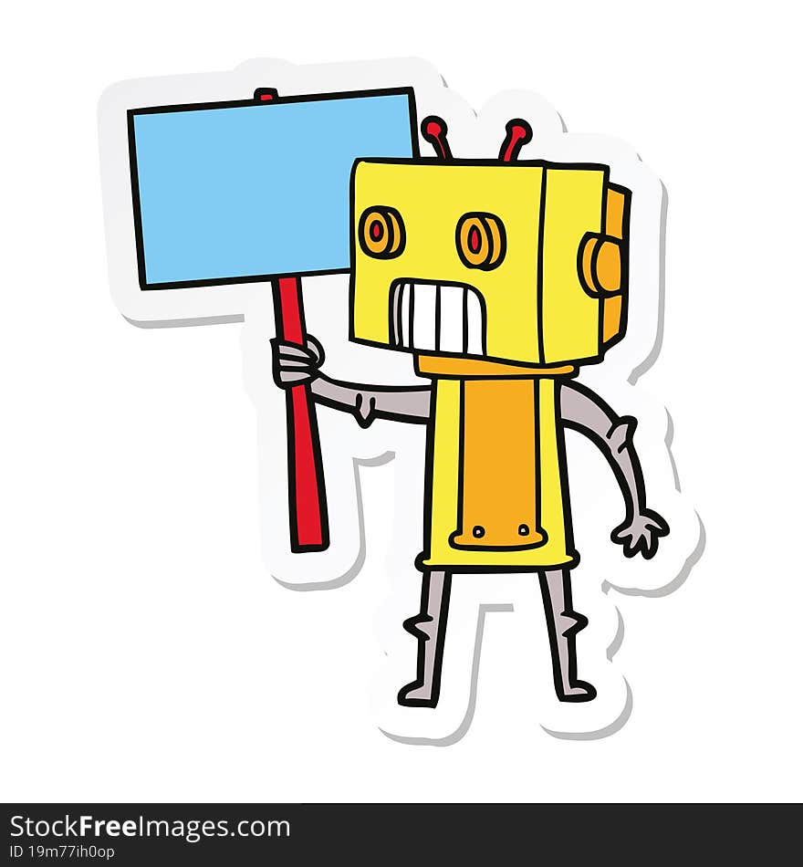 sticker of a cartoon robot