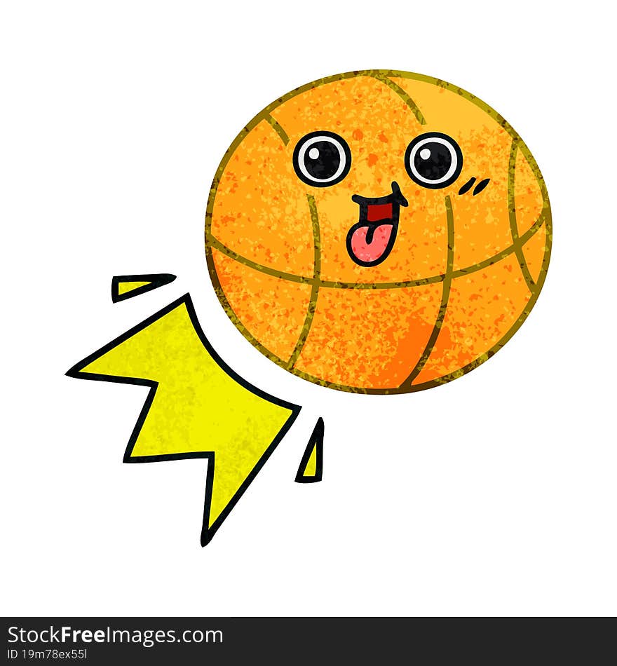 retro grunge texture cartoon of a basketball