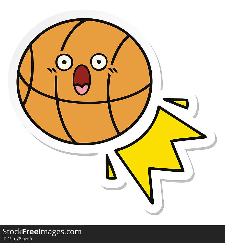 Sticker Of A Cute Cartoon Basketball