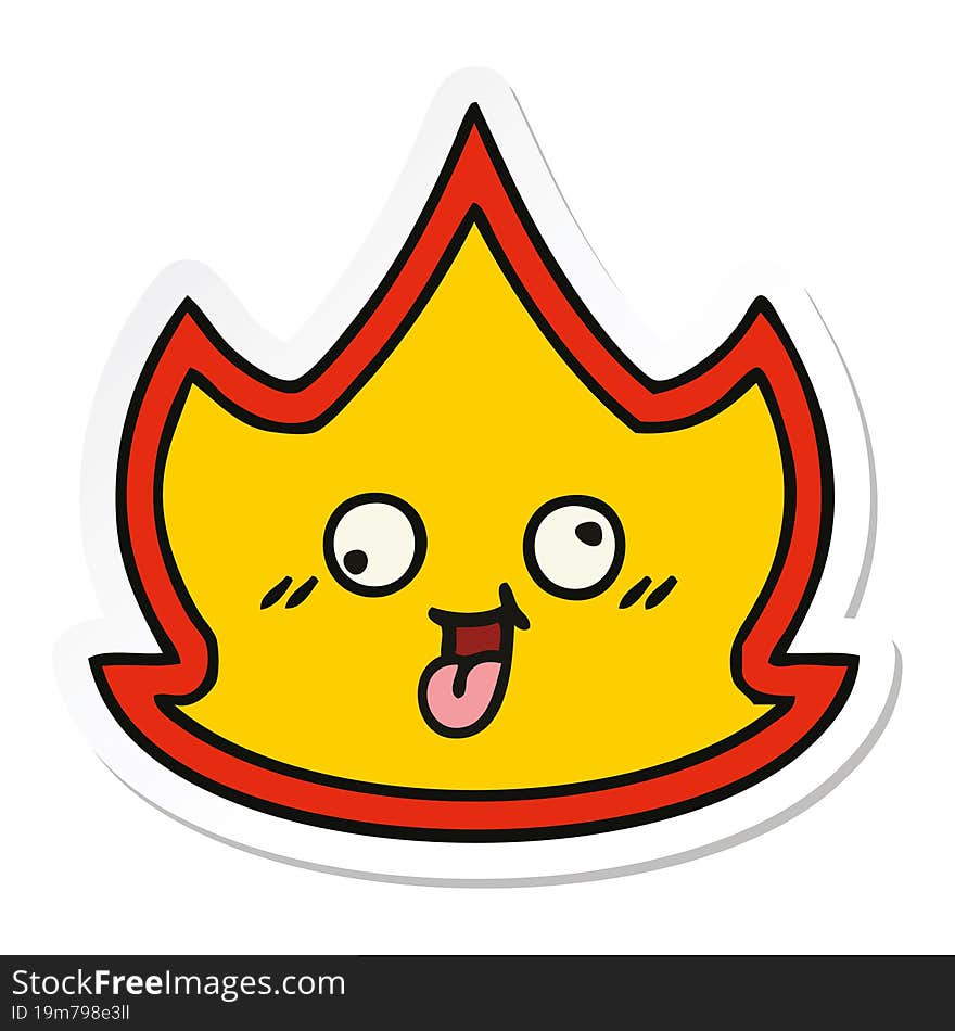 sticker of a cute cartoon fire