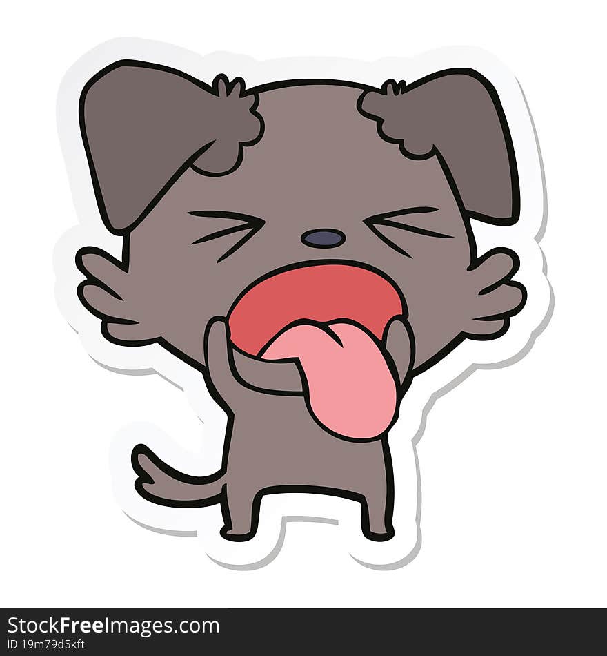 sticker of a cartoon disgusted dog