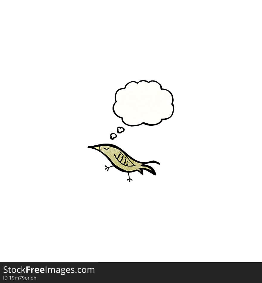 cartoon bird with thought bubble