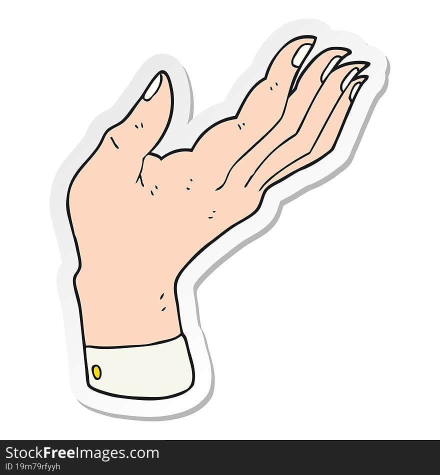 sticker of a cartoon open hand raised palm up