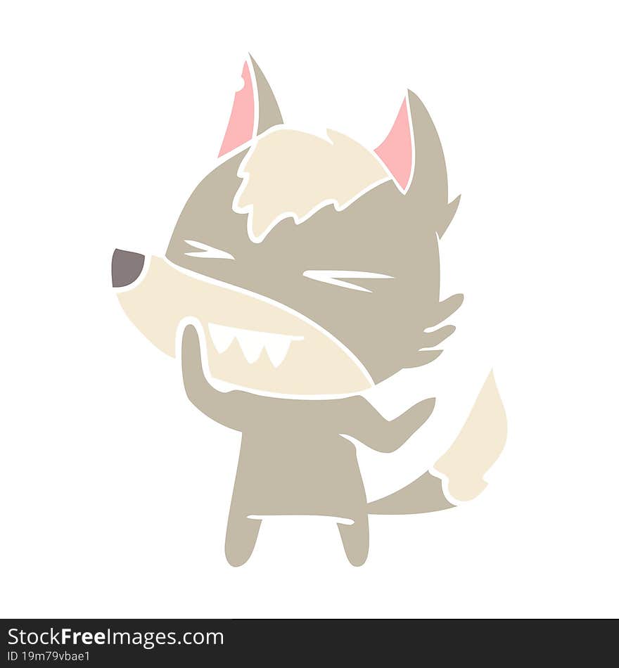 angry wolf flat color style cartoon