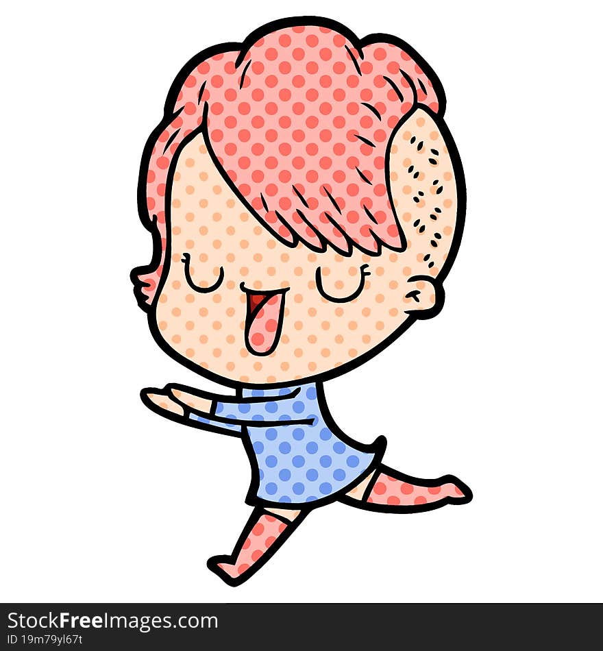 cute cartoon girl with hipster haircut. cute cartoon girl with hipster haircut