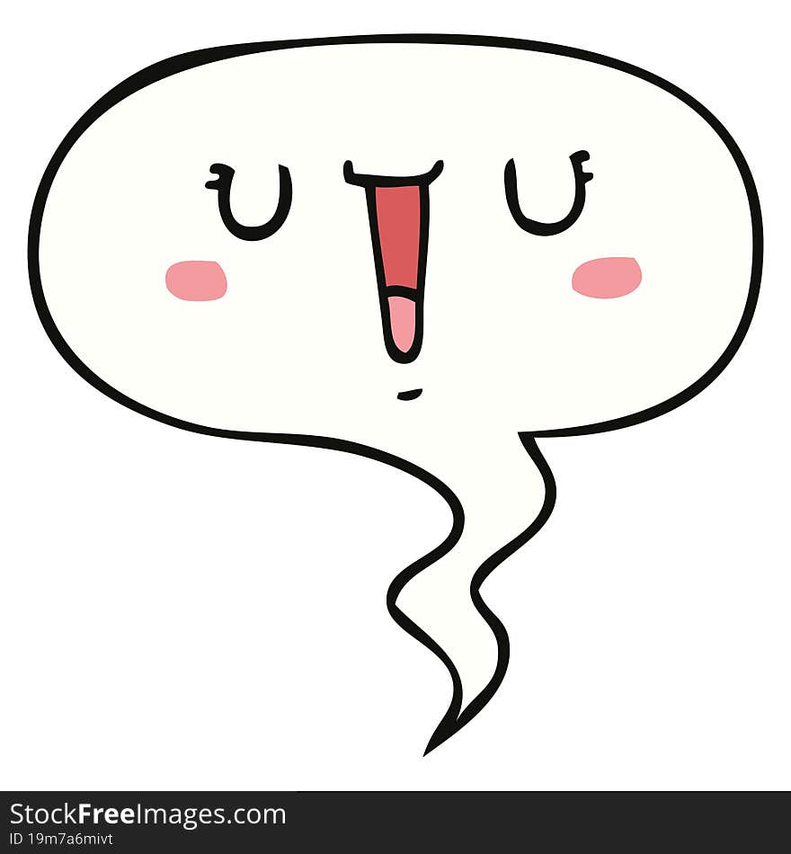 happy cartoon face with speech bubble. happy cartoon face with speech bubble