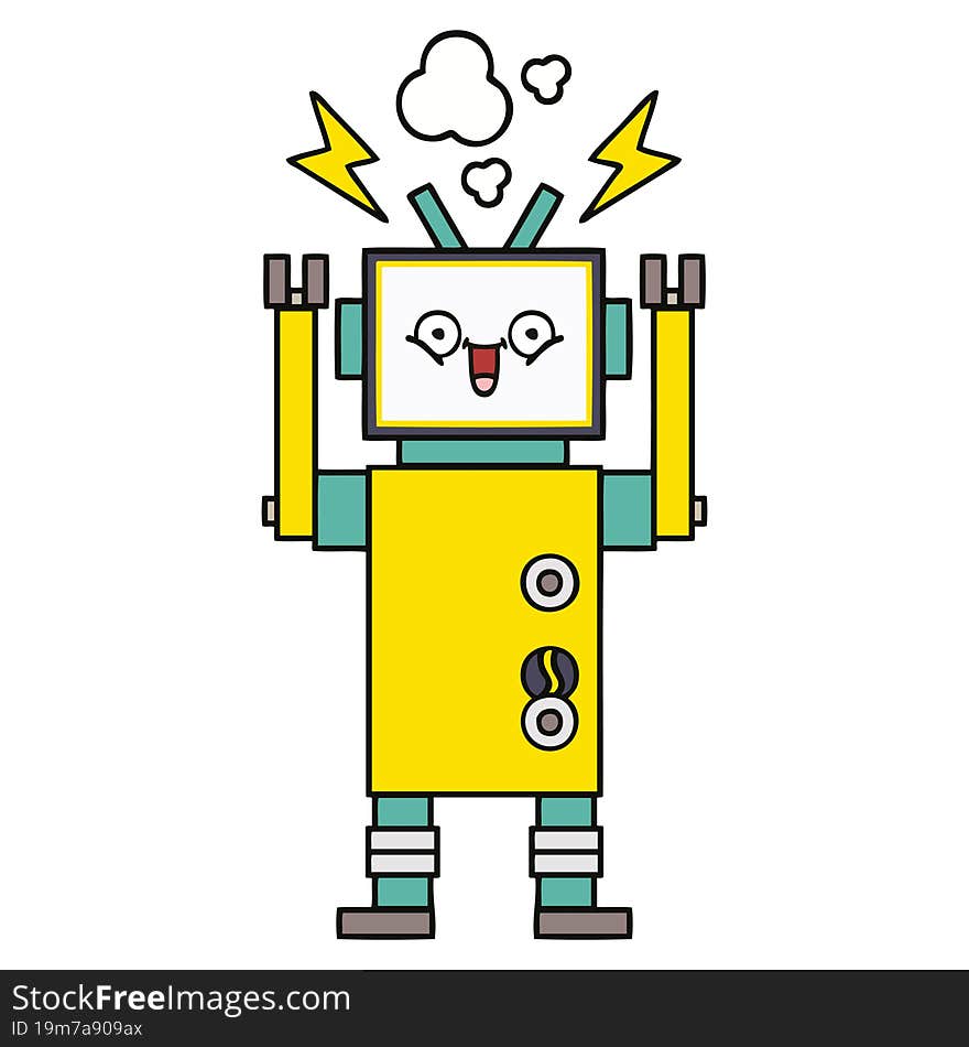 cute cartoon of a happy robot. cute cartoon of a happy robot