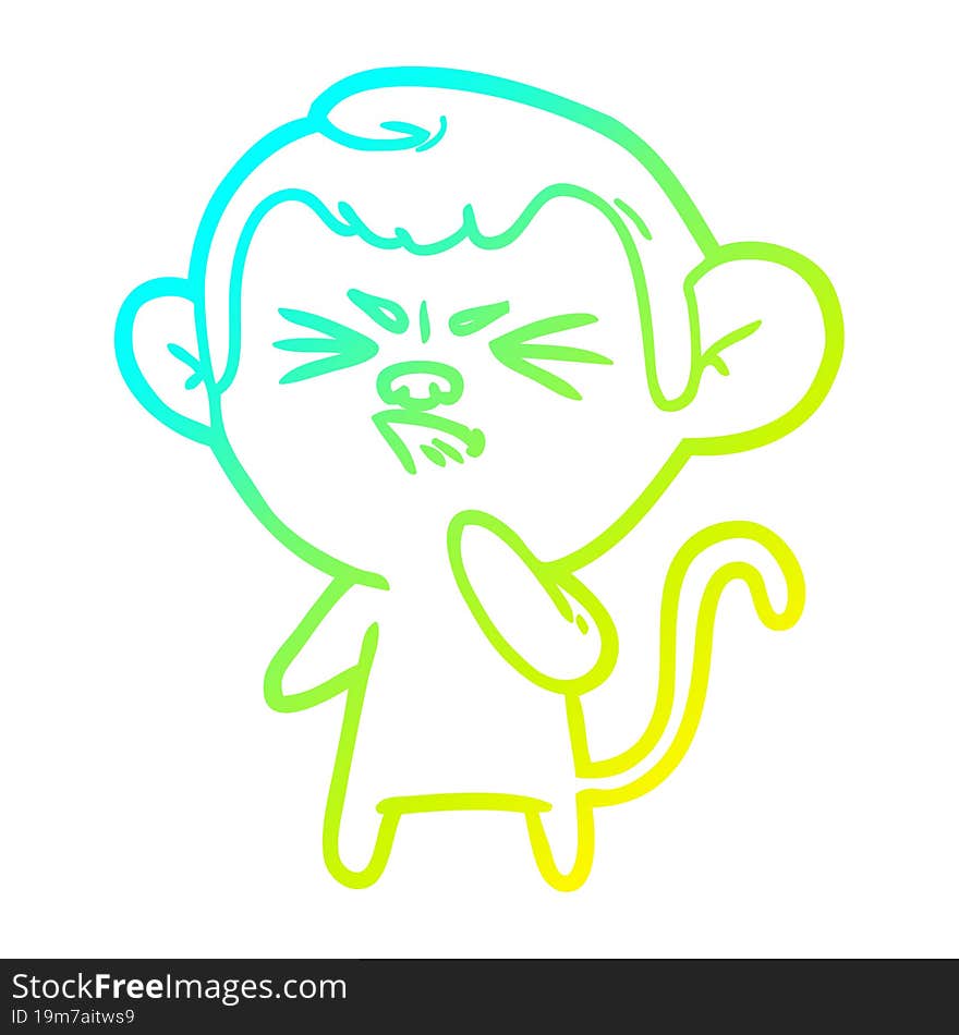 cold gradient line drawing cartoon angry monkey