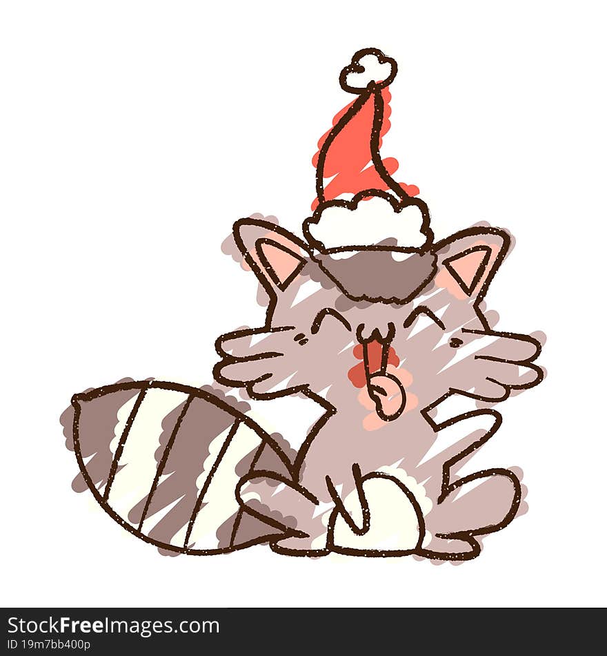 Christmas Raccoon Chalk Drawing