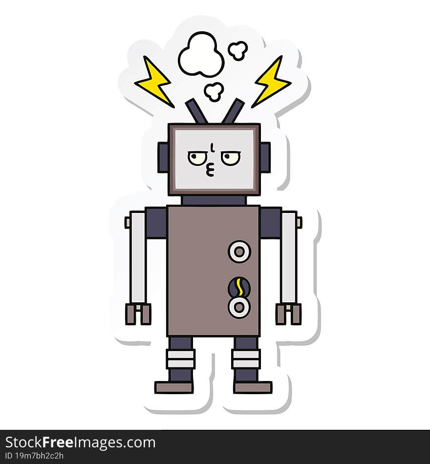 Sticker Of A Cute Cartoon Robot