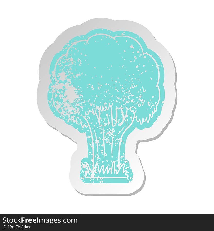 distressed old cartoon sticker of a summer tree. distressed old cartoon sticker of a summer tree