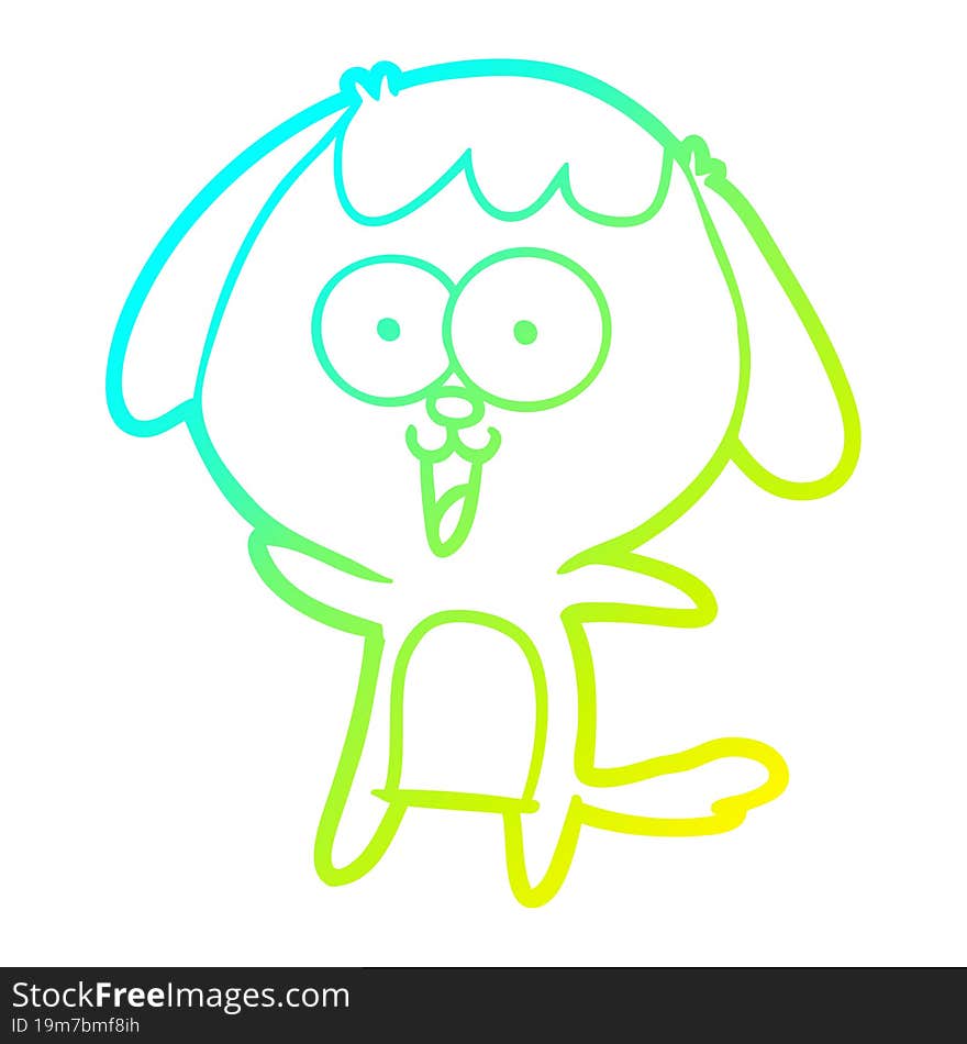 cold gradient line drawing of a cute cartoon dog