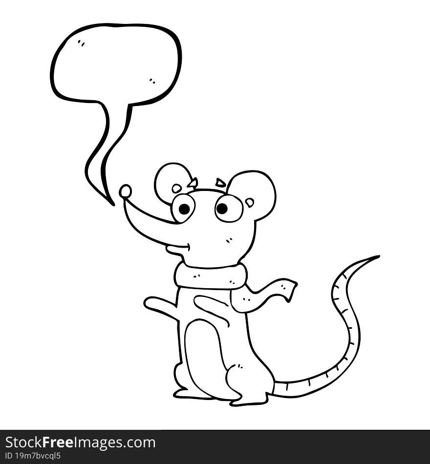 freehand drawn speech bubble cartoon mouse