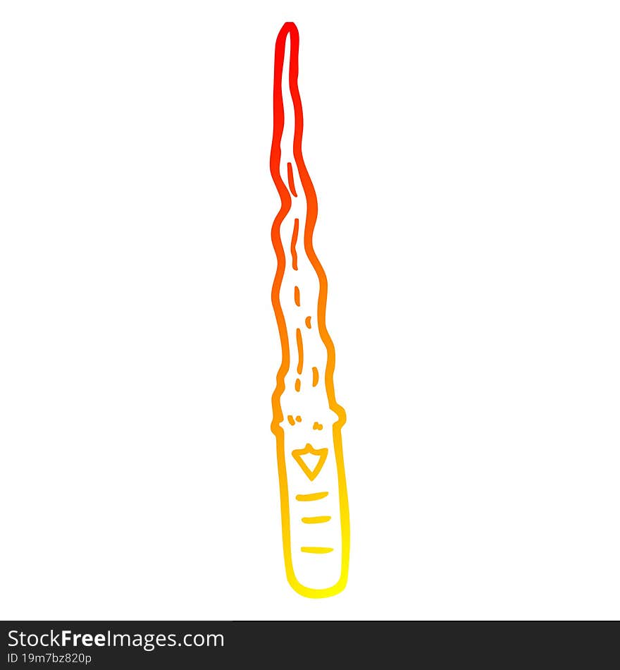 warm gradient line drawing of a cartoon magic wand