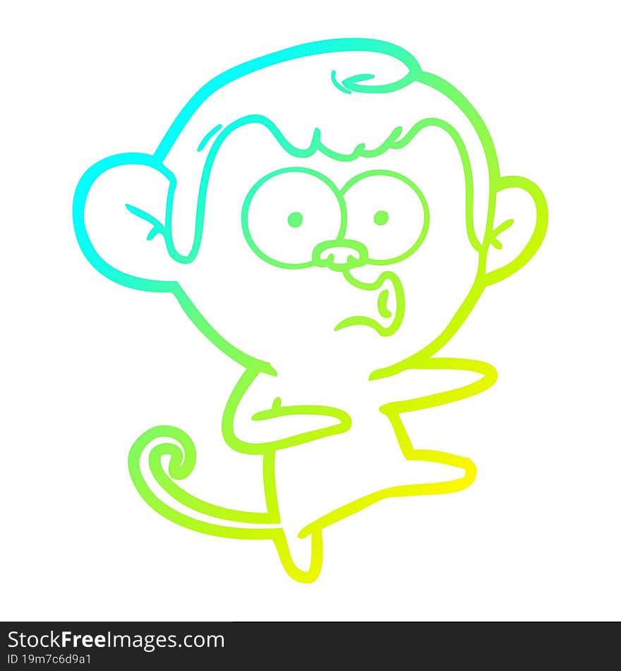 cold gradient line drawing cartoon dancing monkey